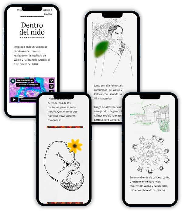 diferentes vistas proyecto web el arte de parir